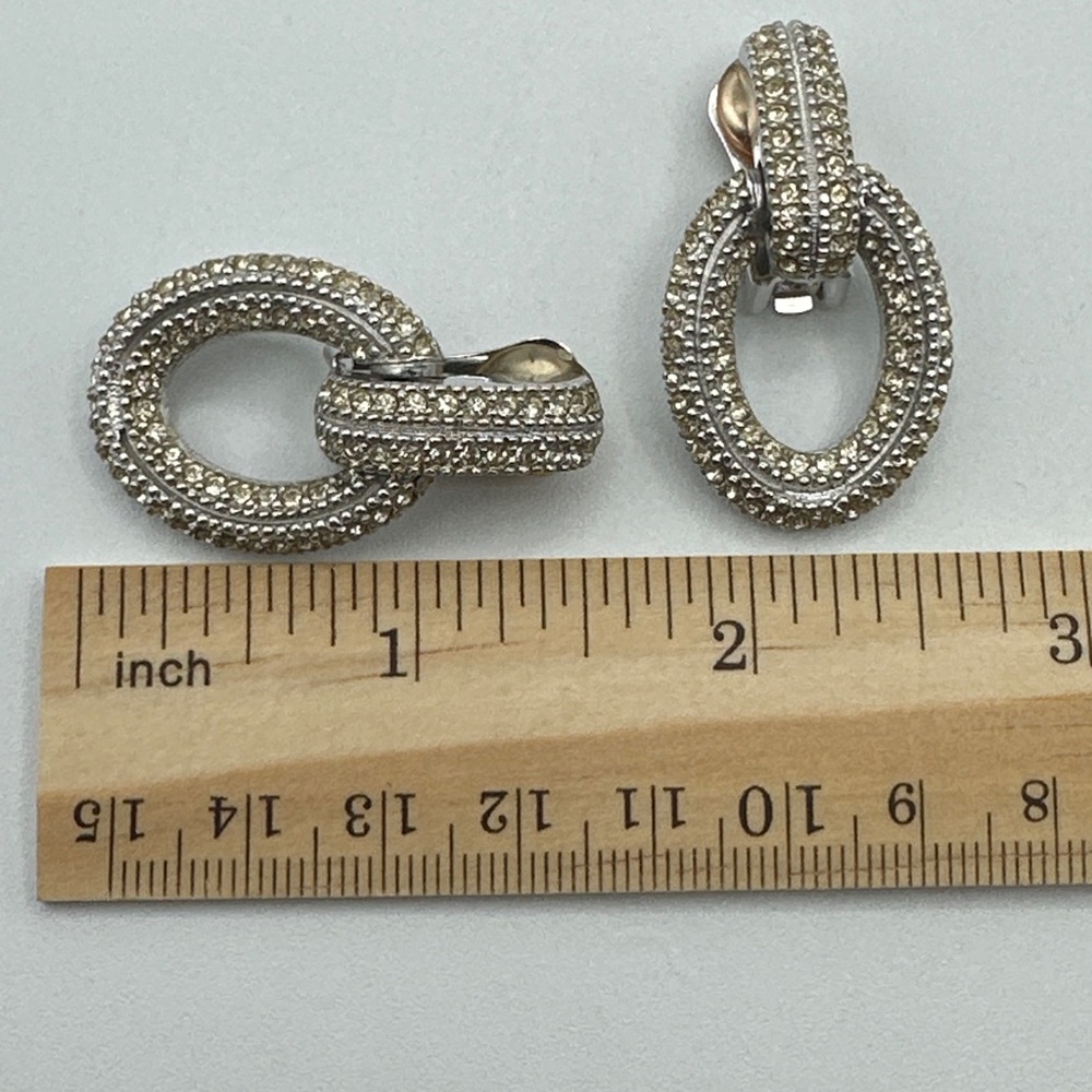 Rare Vintage Silver‎ Tone Christian Dior Earrings Clip On #444 - Picture 8 of 8